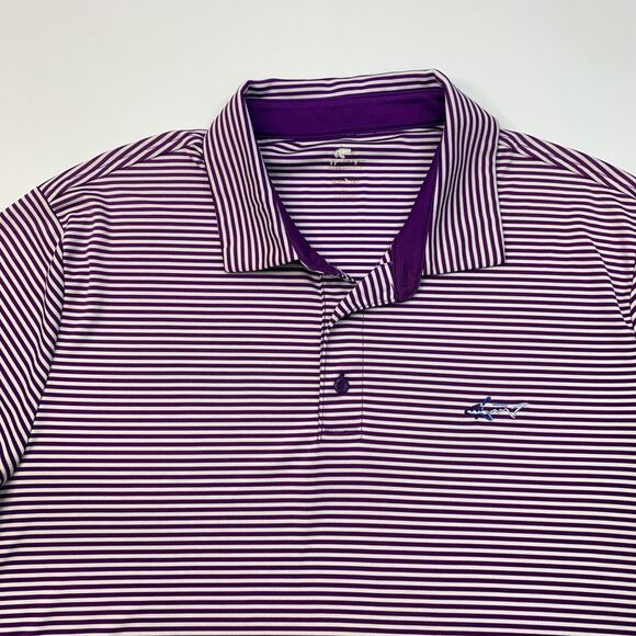 Greg Norman Polo Shirt Mens XL Mulberry Purple White PlayDry Striped Golf - Picture 3 of 10